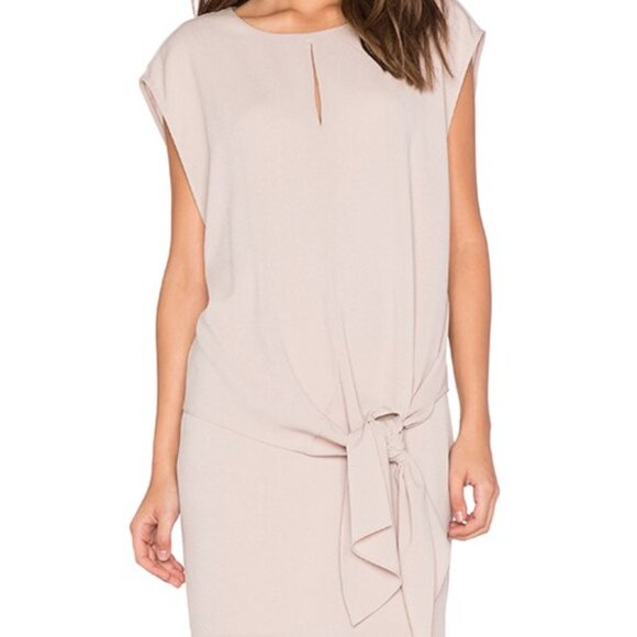 Tibi Savanna Double Layer Tie Front Dress Blush Cream Color Sz 6 TriacetateBlend - Picture 1 of 16